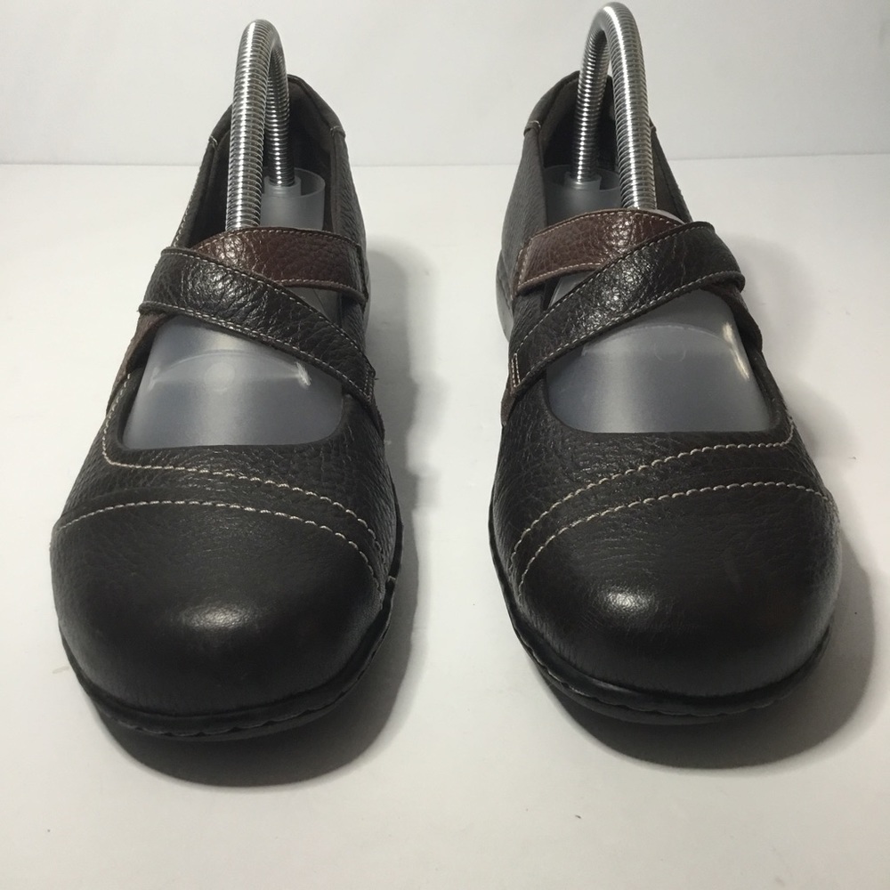 Clarks Bendables Women’s Brown Tumbled Leather Mary Jane Slip On Loafers Sz 8.5 - Picture 2 of 8